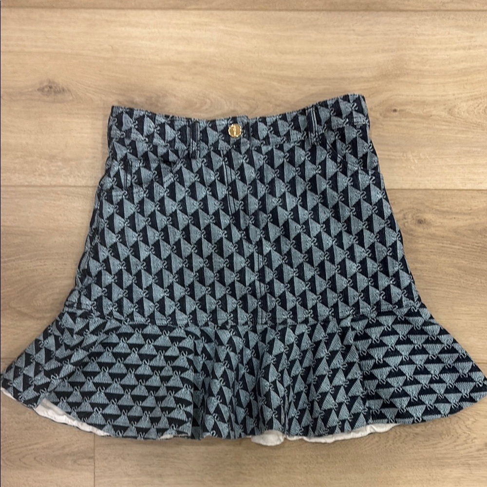 Sandro Black Mini Trumpet Skirt with Ruffled Hem